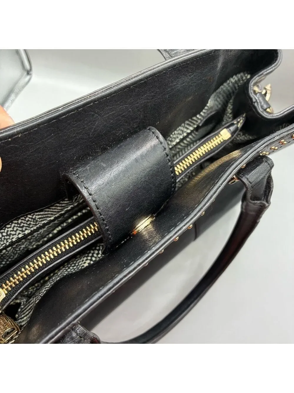 Rebecca Minkoff Amorous Satchel Handbag Black Satin Leather Crossbody